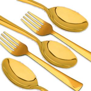 Juego de cubiertos de acero inoxidable seguro para alimentos corporales duraderos de acabado superior con acabado dorado para uso diario en cocina, bodas, Exportación a granel - Product Image 3