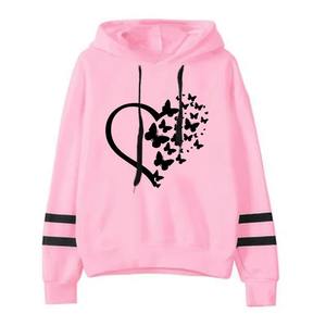 Otoño suelta cálida sudadera moda mujer Sudadera con capucha urbana Casual moda con capucha manga larga pulóver mariposa impresa Hoody - Product Image 5