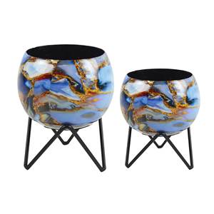 Good Looking Metal Iron <b>Plant</b> <b>Pot</b> With <b>Stand</b> Enamel Finishing Round Shape Best for Balcony Living Room Decorative - Product Image 6