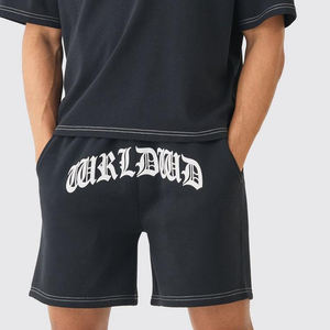 Conjunto de camiseta y pantalón corto con estampado de puntadas en contraste boxy de gran tamaño para hombre, conjunto de camisetas de manga corta de verano y pantalones cortos a juego - Product Image 3