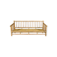 Canapé en rotin naturel de style traditionnel avec coussins en peau réglables, meubles de salon pour la maison ou le bureau