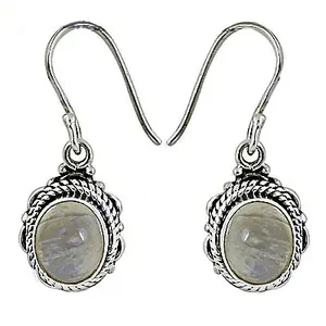 Boucles d'oreilles pendantes en argent sterling 925 pour femmes avec pierre de lune, cadeau - Product Image 1
