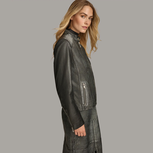 เสื้อแจ็คเก็ตหนังผู้ชายสไตล์ไบค์เกอร์แบบซิป คุณภาพสูง ผลิตจากหนัง PU แฟชั่นสำหรับขี่มอเตอร์ไซค์ รับผลิตแบบ OEM ODM แบรนด์ส่วนตัว โรงงานผู้ผลิต - Product Image 4