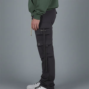 Pantalon cargo ample à jambes larges, couleur unie, avec plusieurs poches cargo, vente chaude OEM/ODM, logo imprimé personnalisé, pantalon pour homme couleur unie - Product Image 6