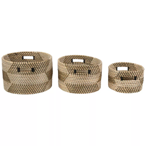 TienPhong, venta al por mayor, cestas tradicionales de algas marinas anidadas, Juego de 3 | Almacenamiento natural tejido a mano y cestas decorativas - Product Image 1