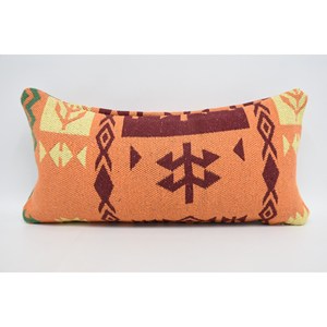 Almohada de lana naranja de estilo tradicional, 12x24 pulgadas, estampado geométrico, tejido, diseño cuadrado Floral de lujo para sala de estar, uso doméstico - Product Image 5