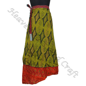 ใหม่กระโปรงผ้าไหมส่าหรีสองชั้นแบบกลับด้านได้ชุดเดรสผ้าไหมผ้าไหมคลุมรอบกระโปรงผ้าไหมกลับได้ชุดเดรสผ้าไหมมหัศจรรย์รอบส่าหรีขนาดพลัสไซส์38 "ส่าหรี - Product Image 1