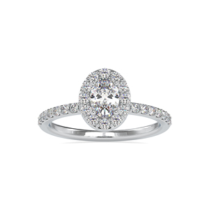 Bague de mariage en diamant naturel taille ovale simple et classique en gros Halo bague de fiançailles en diamant personnalisé pavé bague en or massif - Product Image 3