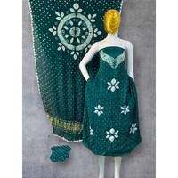 Nuevo Vestido Formal para Mujer en Modal y Seda Naranja con Bordado Floral Bandhani Sibori, Ecológico, Transpirable, Corte en A