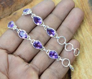 925 Solid Classical Bracelet <b>Jewelry</b> For Women 925 Sterling Silver Amethyst Gemstone Boho Style Handmade Bracelet Gift <b>Mom</b> - Product Image 4