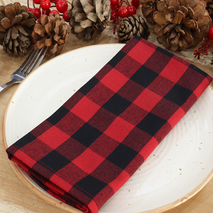 Buffalo Plaid 100% algodón desechable cena servilleta 18x18 pulgadas esquinas ingleteadas reutilizable Rojo Negro Gingham para primavera moderna - Product Image 1