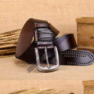 Cinturones de cuero de piel de vaca para hombre de alta calidad del mejor fabricante con acero para hebilla Último diseño MOQ bajo - Product Image 5