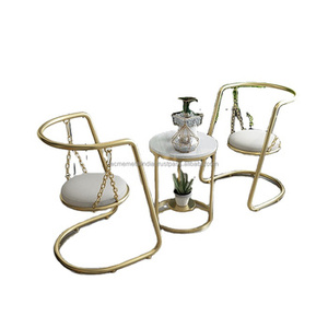 Hiện đại Vòng đá cẩm thạch Đầu Bàn cà phê với kiểu dáng đẹp kim loại cơ sở hoàn hảo cho phòng khách <span class=keywords><strong>sofa</strong></span> góc hoặc đầu giường sử dụng - Product Image 1