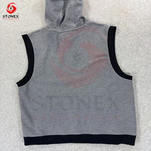 Sports <b>Gym</b> <b>Hoodie</b> for Adults Clothing Custom Summer Sleeveless Cut Out Drawstring <b>Hoodie</b> - Product Image 2