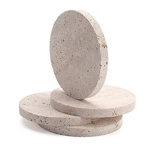 Decorative Flower Shape Travertine Stone Coaster Set Heat Resistant Handmade Natural <b>Table</b> <b>Protection</b> for Home Decor - Product Image 6