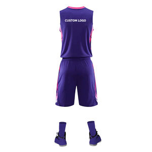 เสื้อบาสเก็ตบอลสำหรับผู้ชายเสื้อทีมและกางเกงขาสั้นเครื่องแบบบาสเก็ตบอลพิมพ์ซับลิเมชันดีไซน์ล่าสุด - Product Image 3