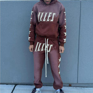 Custom Men Winter Two-Piece <b>Set</b> Heavyweight Fleece Pullover Cropped Graphic Printed Distressed Vintage Acid Wash 100% Cotton - Product Image 4