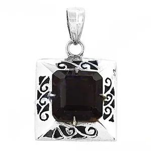 Pendentif en argent 925 avec quartz, serti de pierres carrées géométriques, style religieux, unisexe, cadeau, à porter au quotidien - Product Image 1