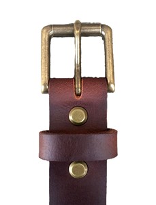 Cinturón de trabajo de cuero marrón genuino para hombre con rodillo de latón sólido para hebilla Cinturones de cuero auténtico de construcción de cuero de grano completo - Product Image 3
