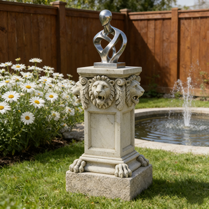 Base <span class=keywords><strong>de</strong></span> Jardinière <span class=keywords><strong>en</strong></span> Résine Peinte à la Main <span class=keywords><strong>de</strong></span> Style Europé<span class=keywords><strong>en</strong></span>, Tête <span class=keywords><strong>de</strong></span> <span class=keywords><strong>Lion</strong></span>, Colonne Cannelée, <span class=keywords><strong>Statue</strong></span> <span class=keywords><strong>de</strong></span> Jardin Ornée Aspect <span class=keywords><strong>Pierre</strong></span> pour la Décoration Intérieure - Product Image 1