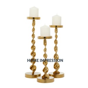 Candelabros decorativos Juego de 2 candelabros de mesa de metal y mármol Portavelas de restaurante al por mayor vintage a la venta - Product Image 2