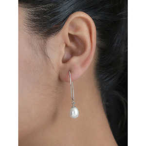 Pendientes colgantes de perlas reales elegantes para niñas - Product Image 2
