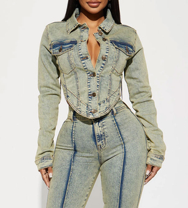 Lupin feutre 2025 nouveautés automne mode à manches longues bouton femmes Vintage Denim veste personnalisée femmes dames Denim Jean veste - Product Image 2