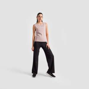 Débardeur rose poudré pour femme AXE, camisole tricotée respirante, crop top basique confortable avec logo personnalisé pour la salle de sport - Product Image 4