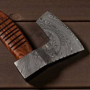 Handmade Damascus Steel <b>Axe</b> High Quality Forged Bearded Hatchet <b>Axe</b> with Rosewood Handle and Leather Sheath Custom DIY Grade - Product Image 3