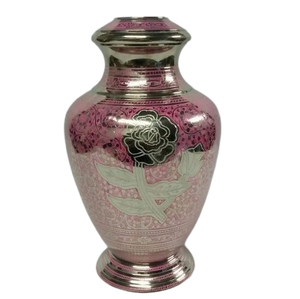 Urne funéraire en laiton de style américain/européen gravée en noir et orange antique pour le stockage des cendres d'adultes - Product Image 3