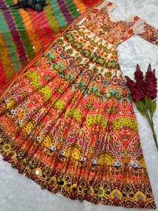 ชุดกาวน์ anarkali พิมพ์ลายผ้าไหมผ้าเทปหนาออกแบบล่าสุด - Product Image 4