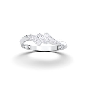 Juego de puntas de corte redondo de diamante cultivado en laboratorio de 0,08 quilates, banda ondulada elegante, anillo Unisex de platino sólido - Product Image 1