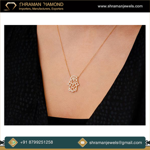 Nouveauté Bijoux de mode 0.5 TCW Custom Iced Out Custom Hamsa Hand 14K Solid Gold VS Natural Diamond Pendant pour hommes ou femmes - Product Image 4