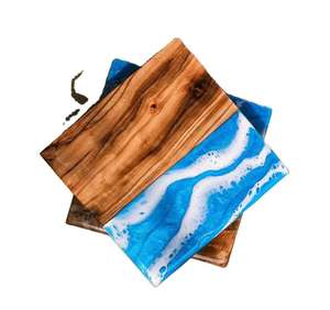 Posavasos de resina epoxi fáciles de hacer Posavasos cuadrados de madera de acacia con borde de resina epoxi Posavasos de madera de olivo a un precio razonable - Product Image 3