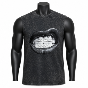 Camiseta sin mangas con estampado vintage personalizado para hombre, estilo oversize, de algodón, streetwear, camiseta muscular, con lavado ácido, chaleco de moda para gimnasio - Product Image 1