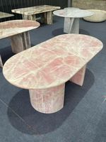 Tables en marbre de qualité supérieure, formes et tailles variées, imperméables, design moderne, finition antique, garantie 1 an pour une utilisation intérieure/extérieure en villa