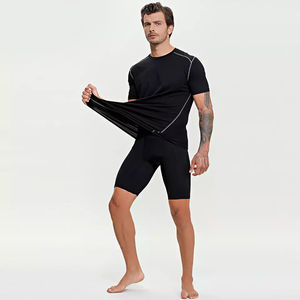 ชุดเสื้อผ้าออกกำลังกายสีดำสำหรับผู้ชายกางเกงขาสั้นสำหรับใส่วิ่งและเล่นโยคะในยิม - Product Image 3