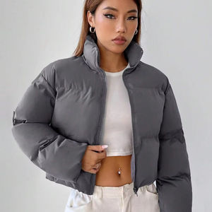 เสื้อโค้ทขนสัตว์เทียมคุณภาพสูงของผู้หญิงแจ็กเก็ตครอปหนาอบอุ่นกันน้ำคุณสมบัติซับในไนล่อนและตกแต่งขนนก - Product Image 1