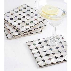 Juego de posavasos con incrustaciones de mármol de colores personalizados, alfombrillas y almohadillas con incrustaciones de hueso superpuestas de madreperla - Product Image 4