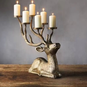 Portavelas de Reno de piedra artesanal de primera calidad, aspecto antiguo elegante para Navidad, acentos para el hogar, portavelas de piedra - Product Image 1