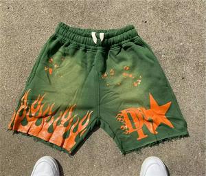 2025 pantalones cortos personalizados para hombre Color sólido tela de alta calidad OEM Logo Stone Washed Sun Faded Screen Printed Streetwear Fit - Product Image 1