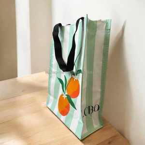 Correa de hombro mediana plegable tejida RPET ecológica impresa personalizada bolso de mano reutilizable uso diario para compras en supermercado - Product Image 6