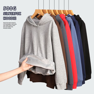 Sweat-shirts unisexes en polyester 100% à fermeture éclair surdimensionnés à logo personnalisé, en gros, taille plus, pour hommes, 500 g/m² - Product Image 5