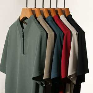 Polo de golf athlétique à fermeture éclair quart pour hommes T-shirt décontracté à col et manches courtes fabriqué en polyester et spandex Service OEM - Product Image 3