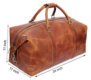 High Quality Vintage <b>Leather</b> <b>Duffle</b> <b>Bag</b> Stylish Handmade Luxury Weekender Travel <b>Bag</b> with Custom Logo Durable Zipper Closure - Product Image 4