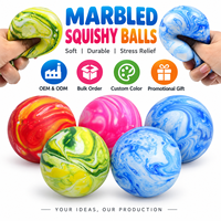 Balle anti-stress portable en TPR effet marbre, jouet sensoriel souple en caoutchouc à motif fluide, balle à presser pour les mains, jouet promotionnel
