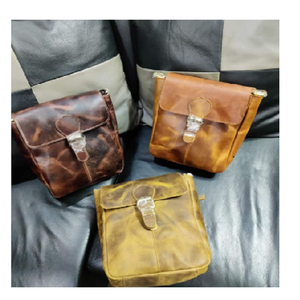 Sac bandoulière vintage en cuir véritable pour homme, sac messager artisanal en toile, sac à bandoulière pour voyage, bureau, usage quotidien - Product Image 2