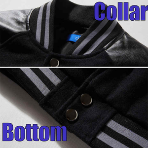 Chaqueta Varsity Hombre Color Negro con Mangas de Cuero de Primera Calidad y Impresión Personalizada de Calidad - Product Image 2