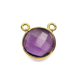925 Sterling Silver Amethyst Round Bezel Gemstone Micky Mouse <b>Bail</b> Gold Vermeil Jewelry Making Necklace Charm <b>Pendant</b> - Product Image 1