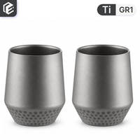 Mug Titanium Murni Dinding Ganda 240ml, Cangkir Kopi Teh Bir Tebal dan Ultra Ringan untuk Piknik dan Berkemah di Luar Ruangan